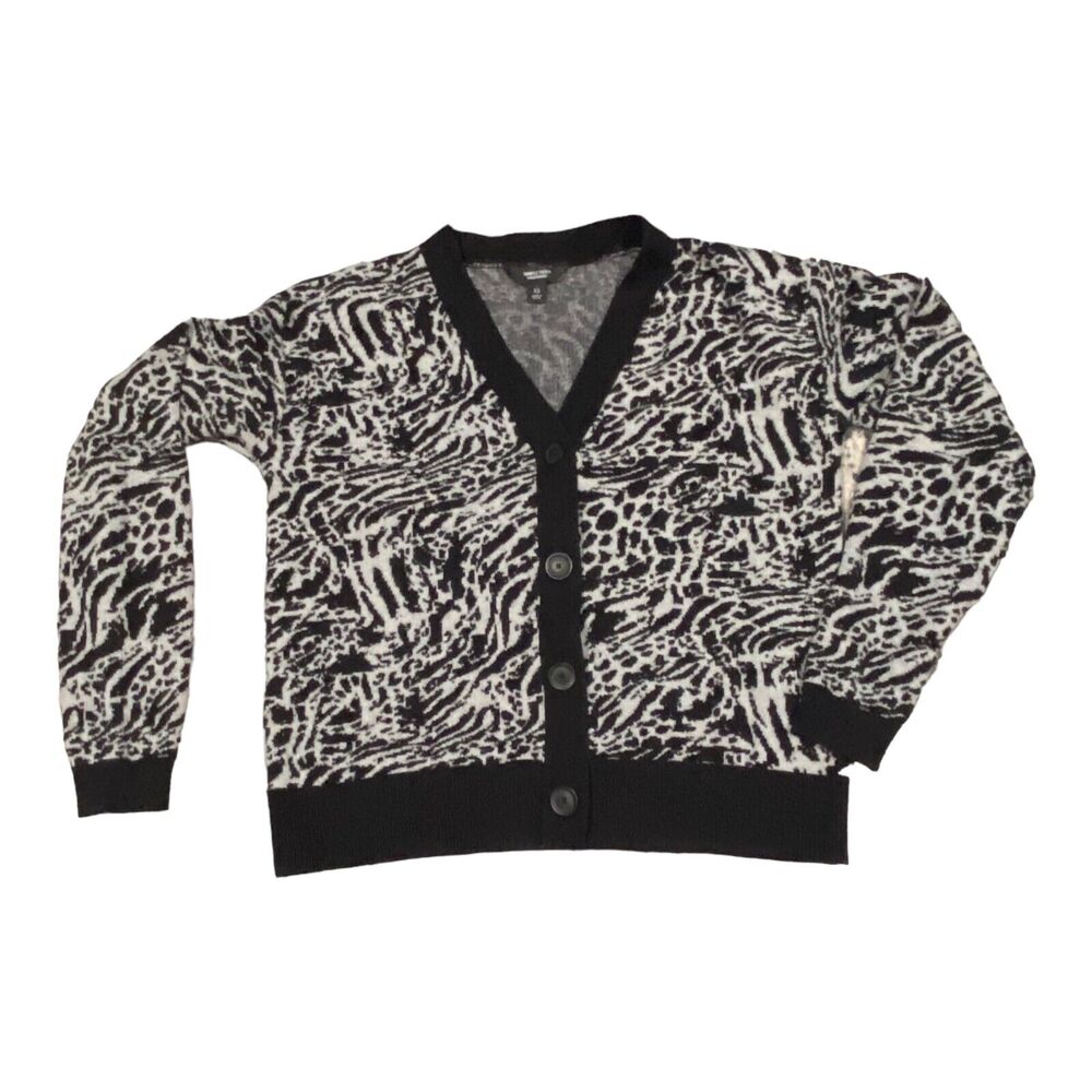 Simply Vera, Vera Wang Cheetah Print‎ Gray & Black Print Cardigan Size XS